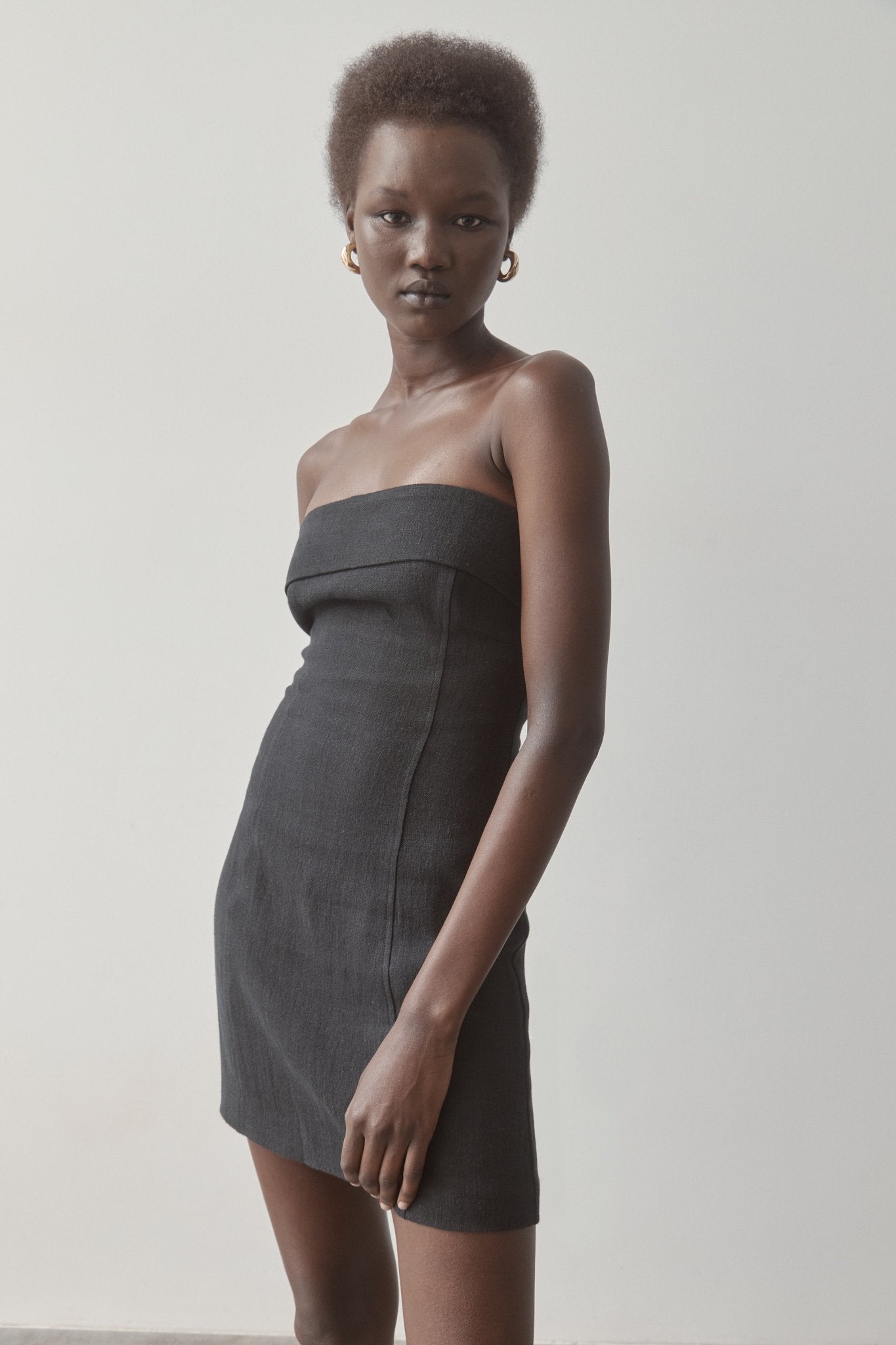 St. Agni | Fold Detail Mini Dress - Black